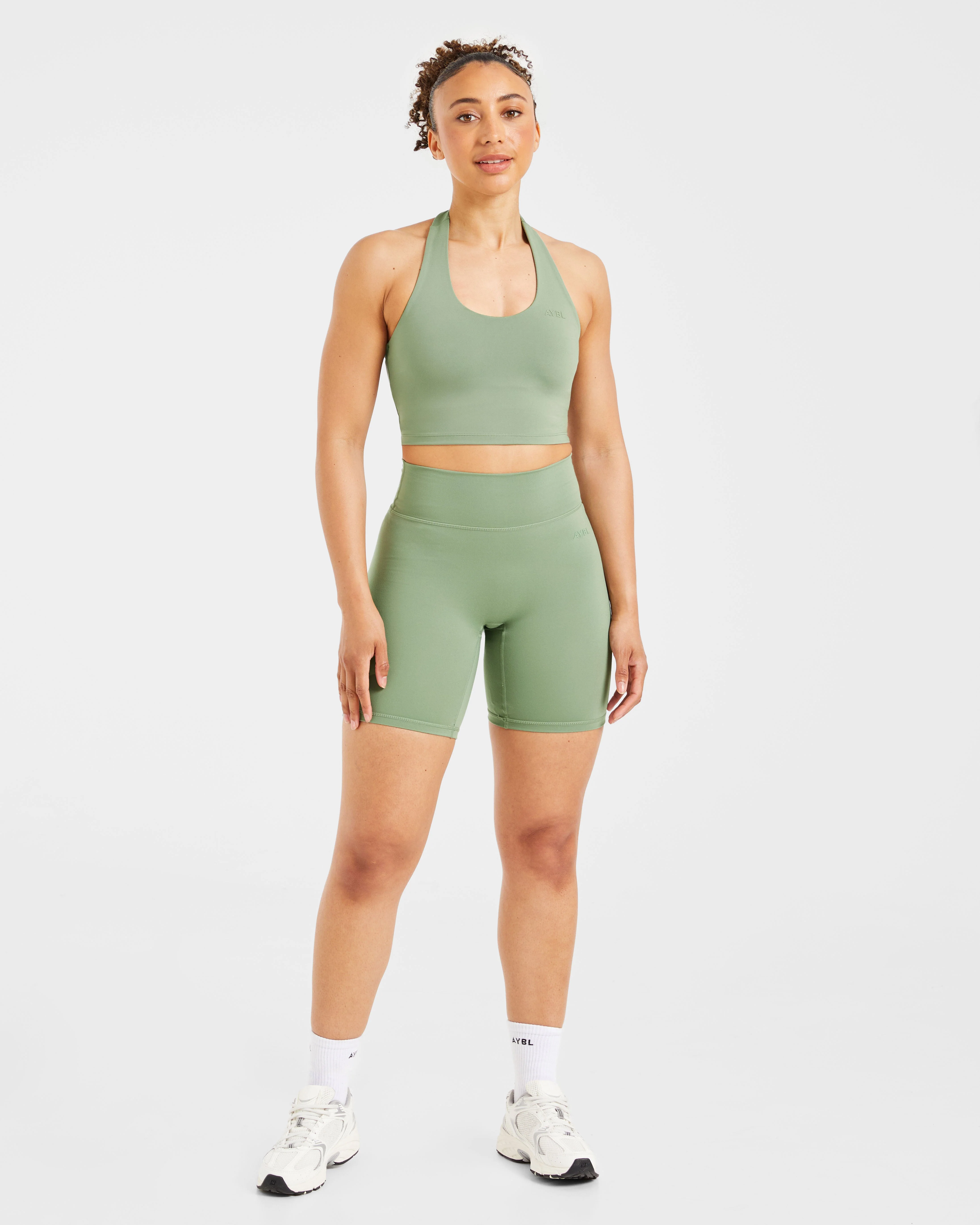 Staple Halterneck Crop Top - Olive Green - Image 3