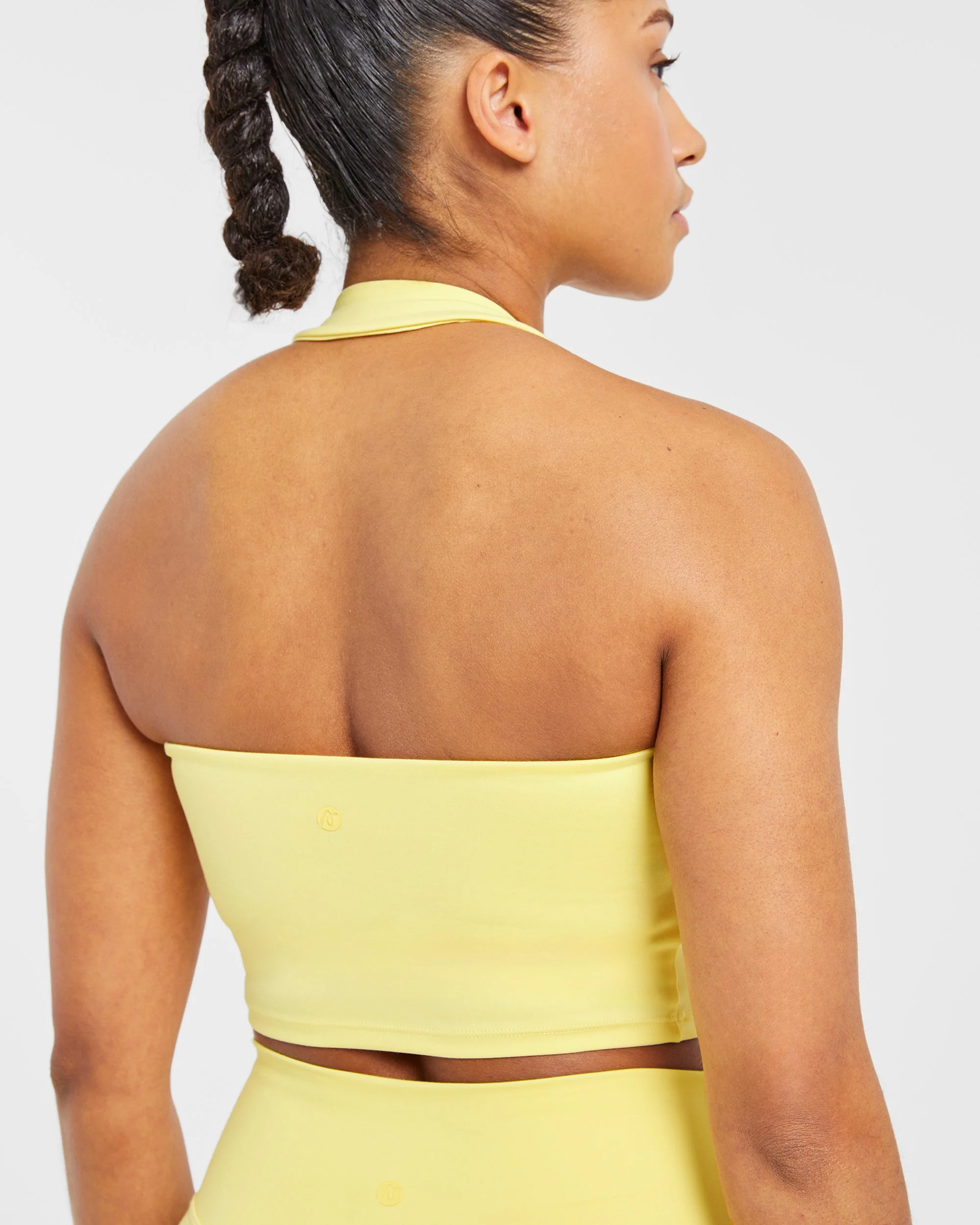 Staple Halterneck Crop Top - Pastel Lemon - Image 6