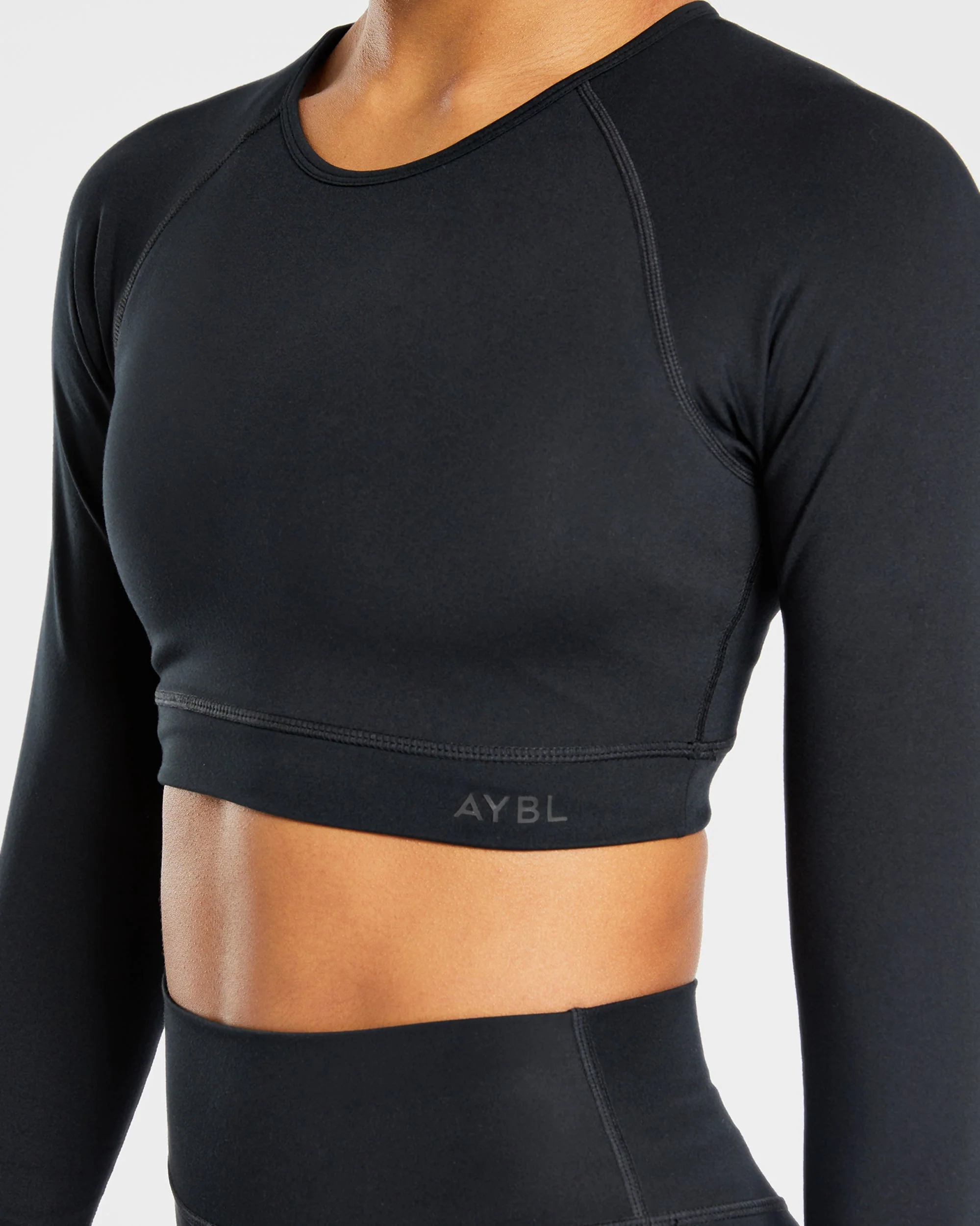 Staple Long Sleeve Crop Top - Black - Image 5