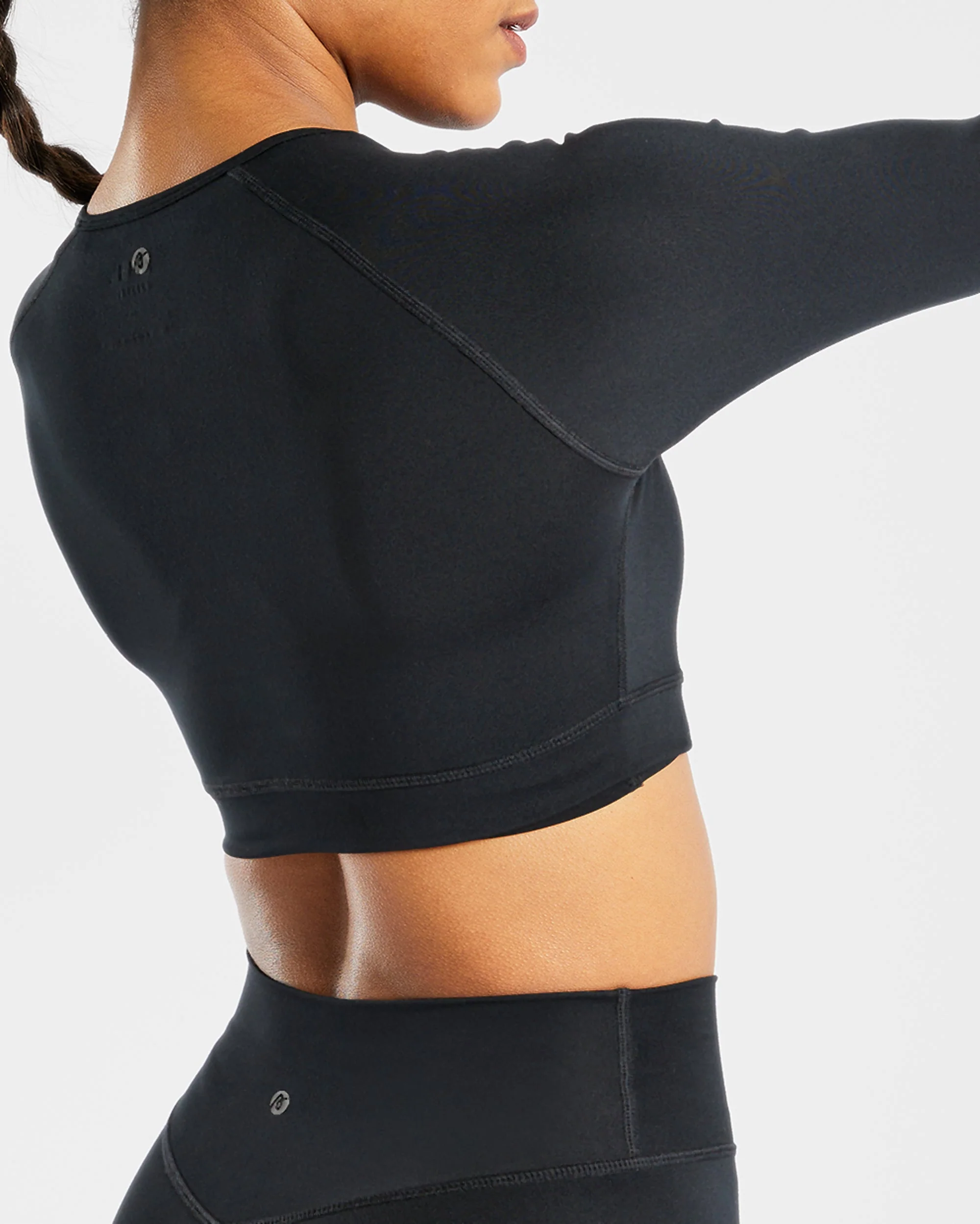 Staple Long Sleeve Crop Top - Black - Image 6