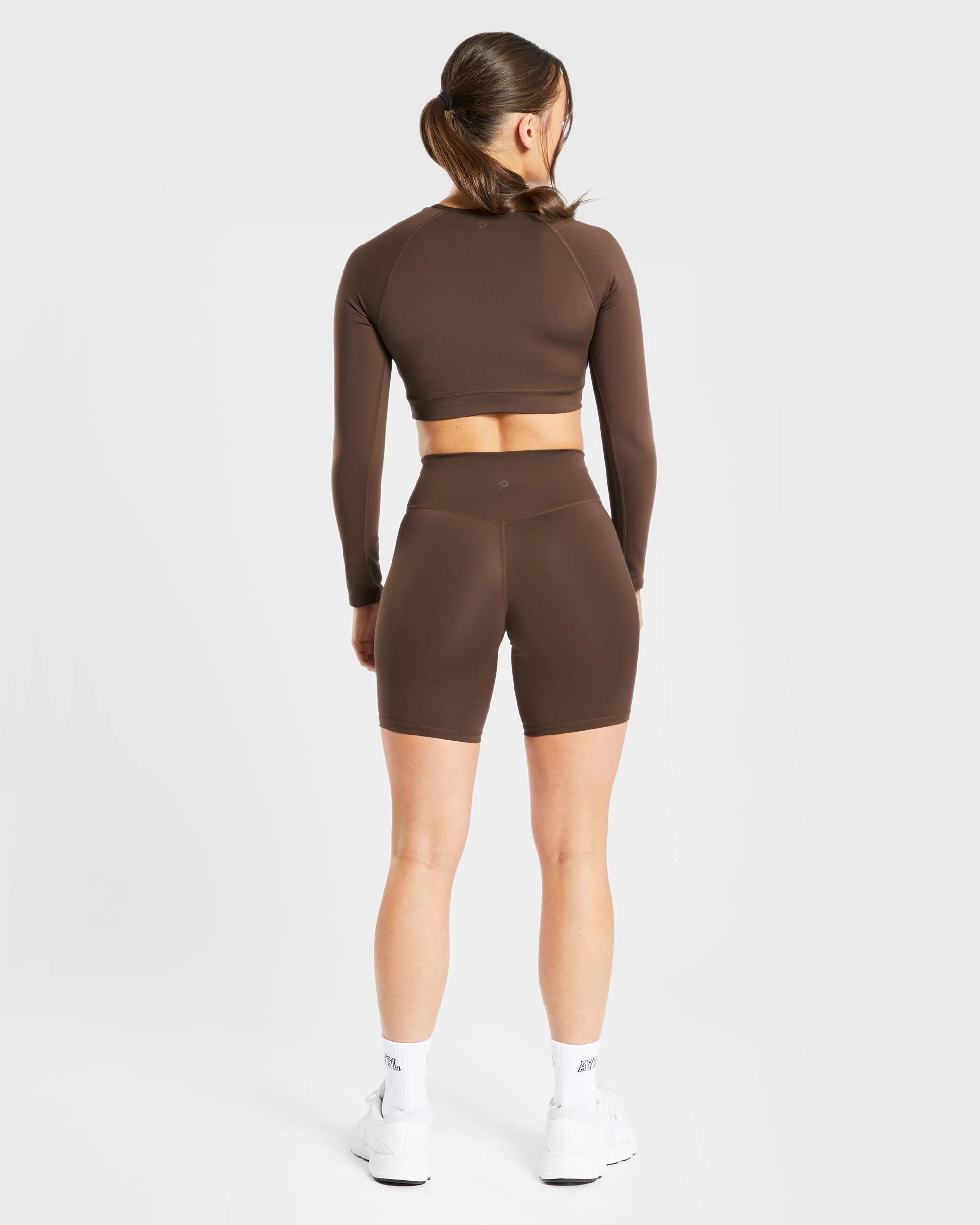 Staple Long Sleeve Crop Top - Brown - Image 4